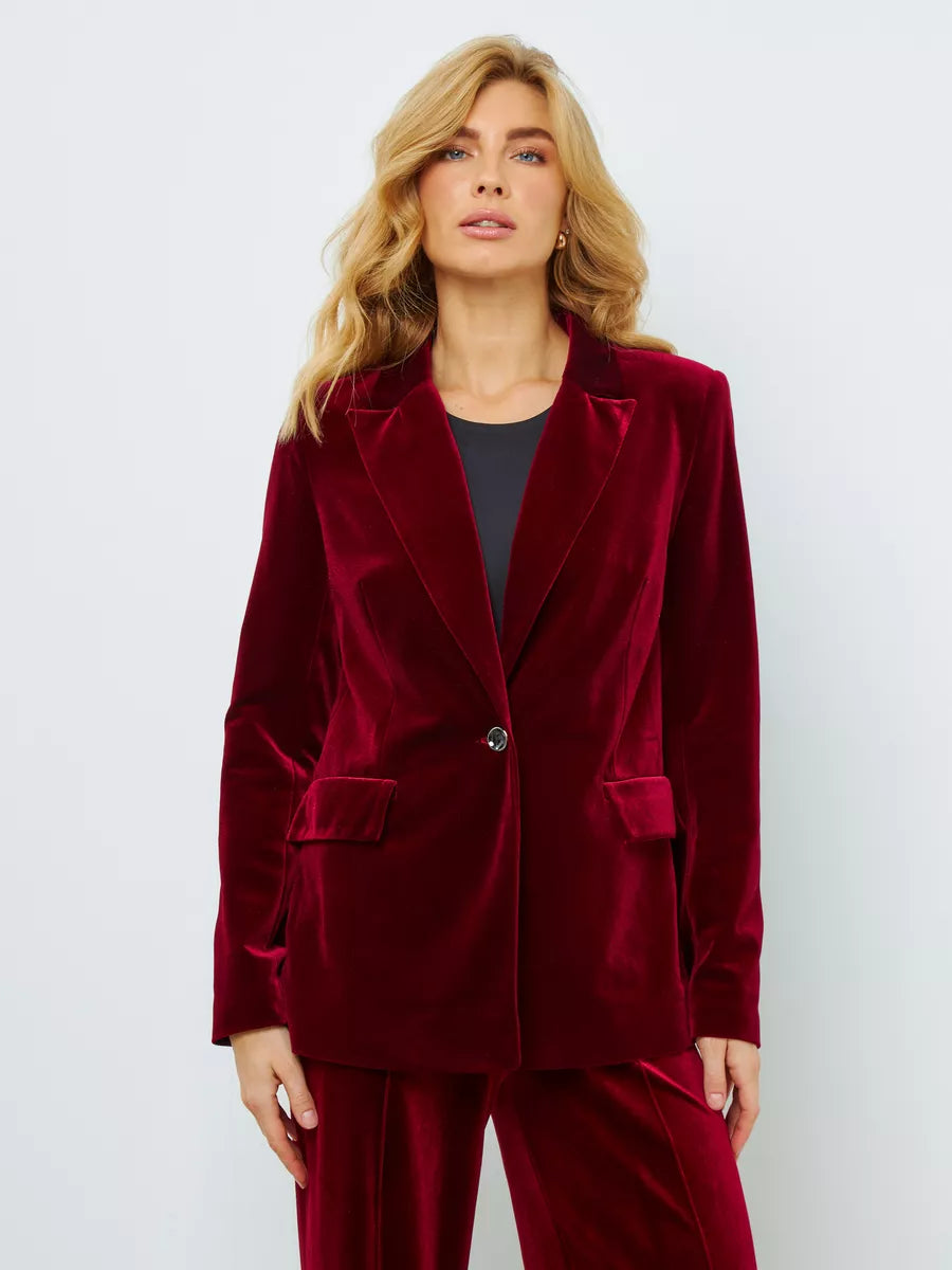 Celia - Blazer en velours rouge