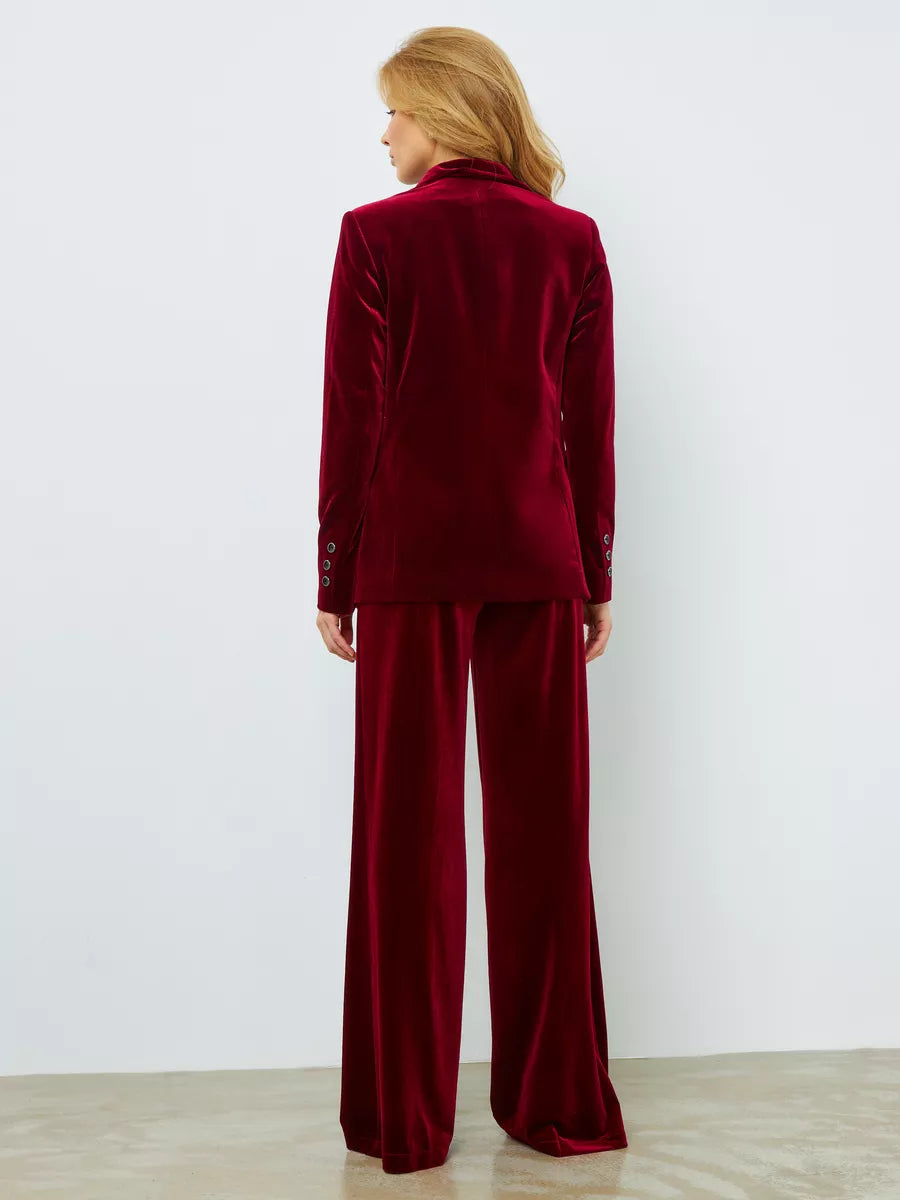 Celia - Blazer en velours rouge