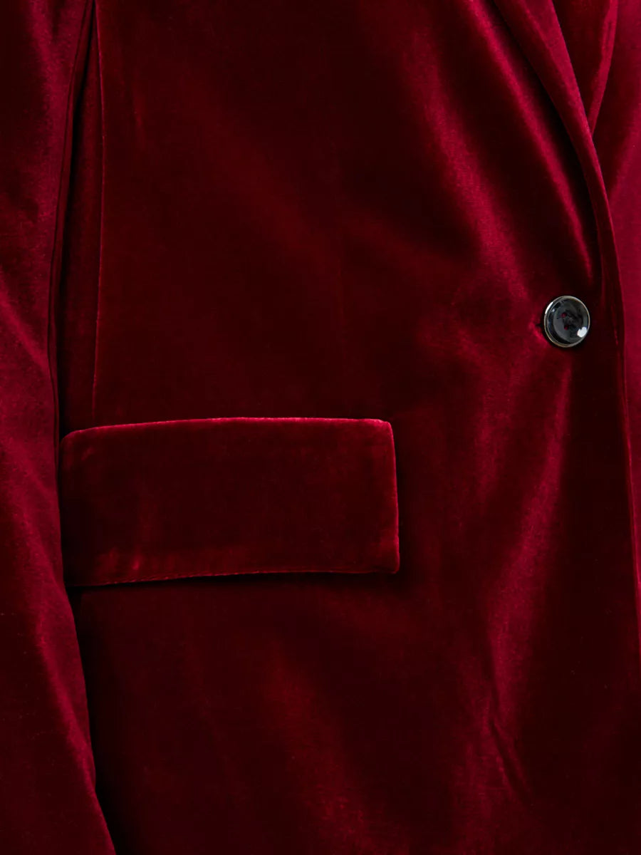 Celia - Blazer en velours rouge