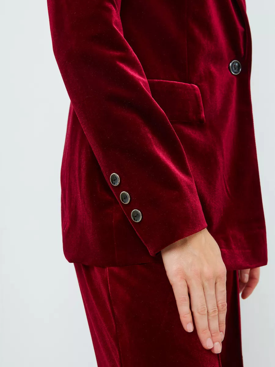 Celia - Blazer en velours rouge